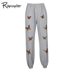 Rapcopter Butterfly Print Casual Women Jogger Sporty Sweatpants High Waist Hip Hop Harem Pants Female Streetwear Trousers Summer