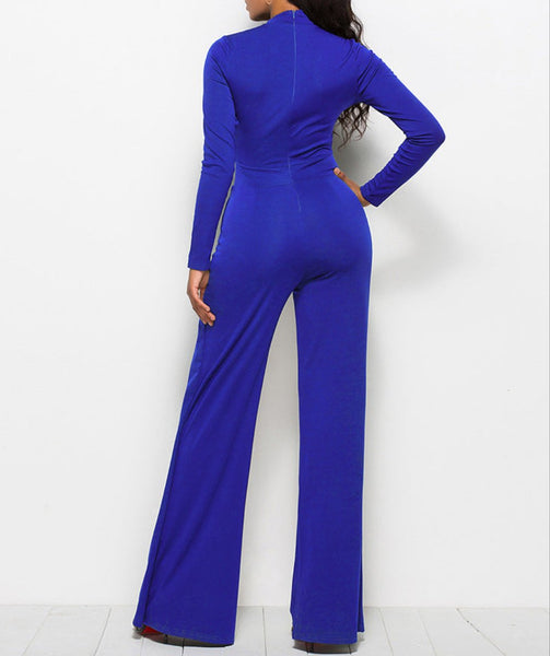 Long Sleeve Mock Neck Wide Leg Jumpsuit