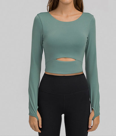 Cut Out Front Crop Yoga Tee