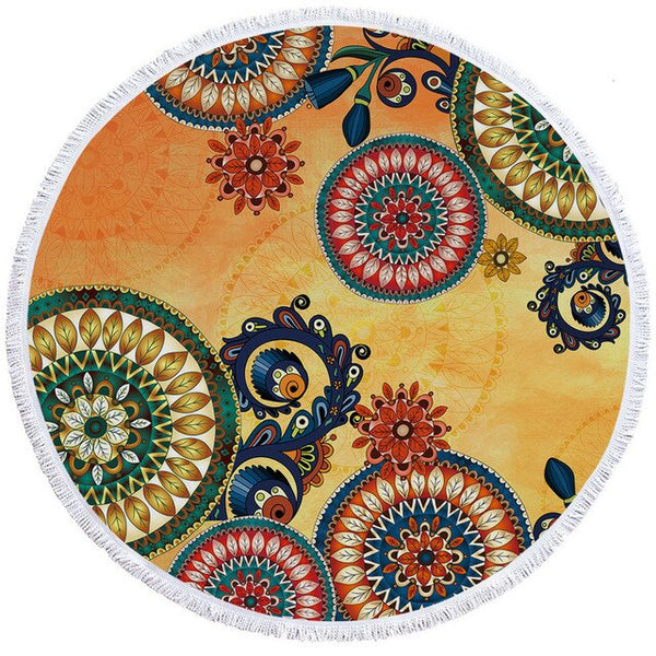 Mandala Round Beach Towel